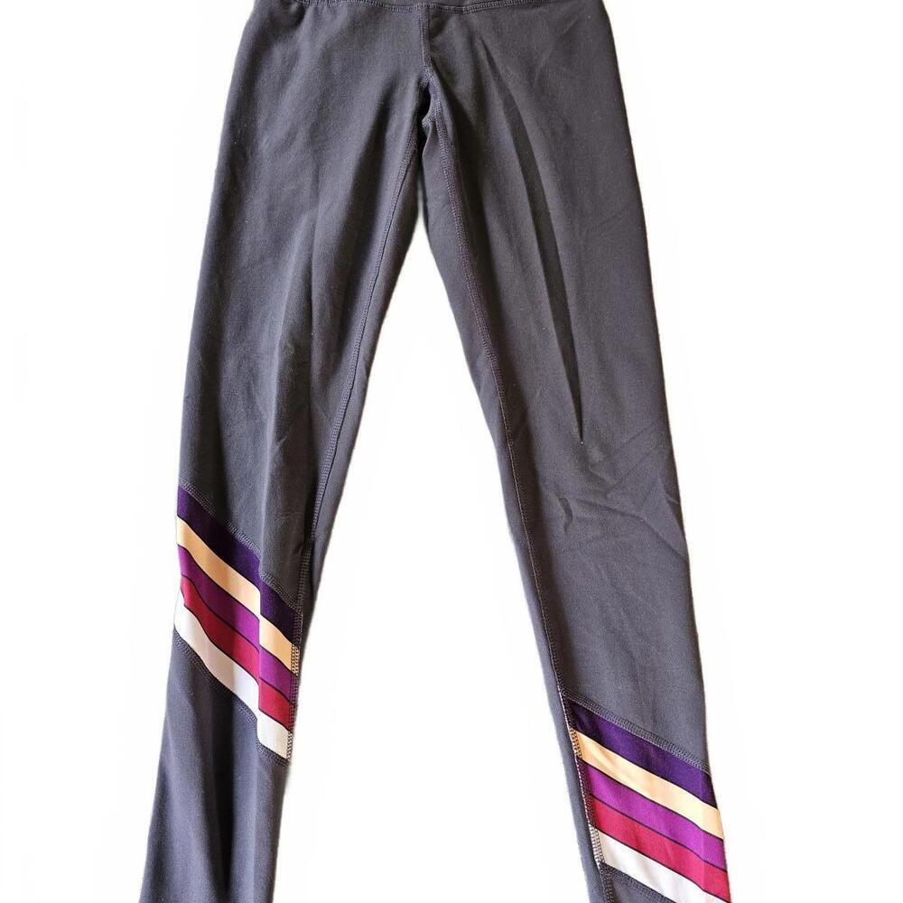 Champion Gray Leggings with Colorful Stripes Size M